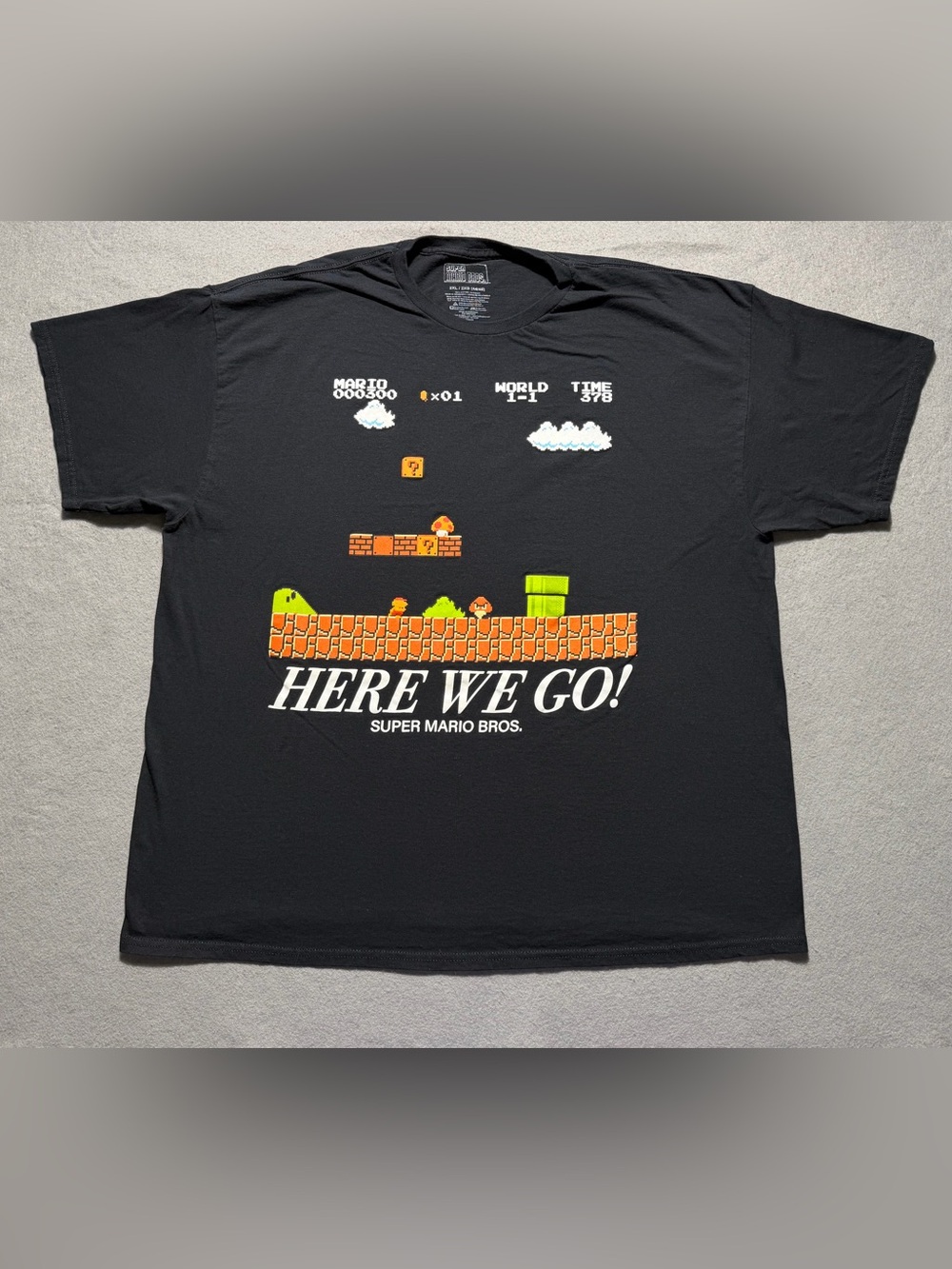 Super Mario Bros T-Shirt Men's 2X Here We Go Game Scene Short Sleeve Graphic Tee